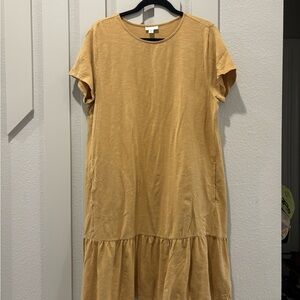 J. Jill Yellow Flounce Hem  Dress with Pockets. Size Large P
